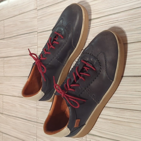 Pikolinos Leather Lace Up Shoes Blue Sneakers Womens Sz 40 / 9 - Picture 2 of 8